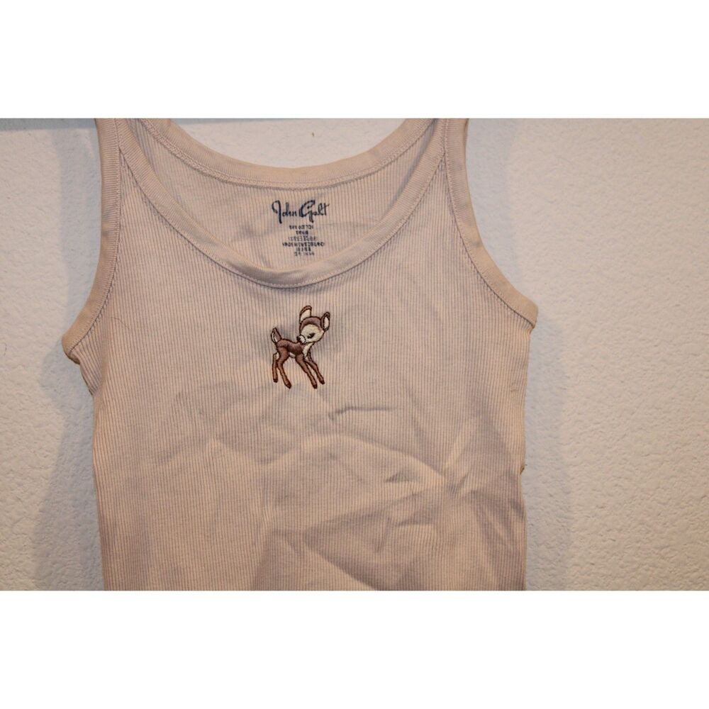Brandy Melville John Galt light tan baby deer embroidered tank fits size small - Picture 2 of 5